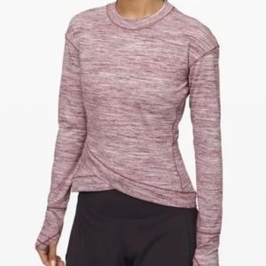Lululemon “Close to Crossing” Heathered Maroon Long Sleeve Top in Rulu Fabric